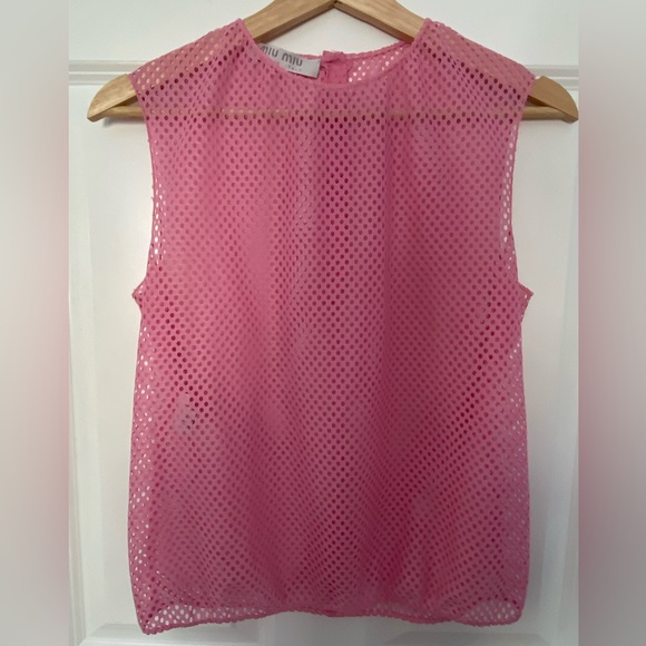 Miu Miu Tops - Vintage Miu Miu SS2000 pink mesh see-through tank top